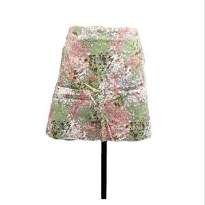 J Crew Green Pink Impressionism Floral Stretch Mini Skirt 10